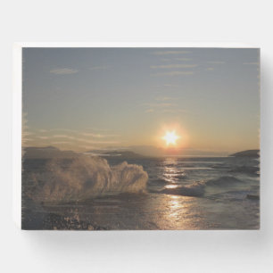 Breakwater Sunset in Croatia – Adriatic Bura Waves Wooden Box Sign