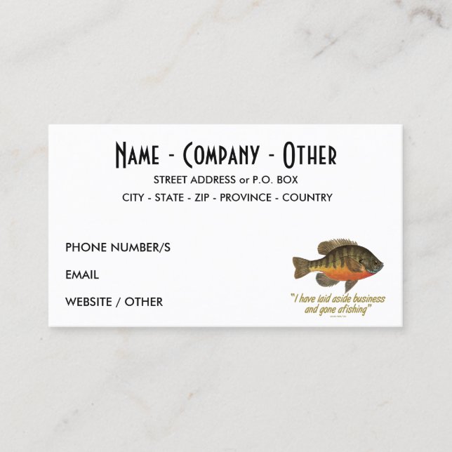 Bream Fisherman Business Card (Front)