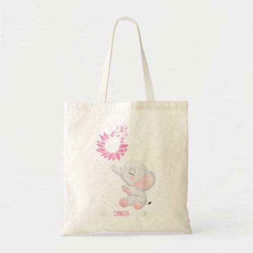 Breas Cancer Awareness Cue Elephan Don Give Up War Tote Bag
