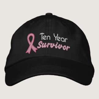 Breast Cancer 10 Year Survivor Embroidered Baseball Cap