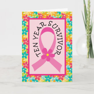 Breast Cancer 10 Year Survivor Pink Ribbon Card