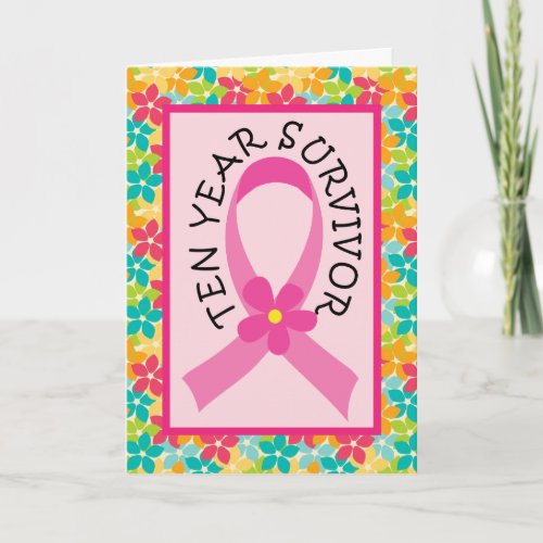 Breast Cancer 10 Year Survivor Pink Ribbon Card