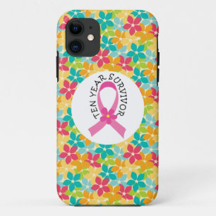Breast Cancer 10 Year Survivor Pink Ribbon iPhone 11 Case