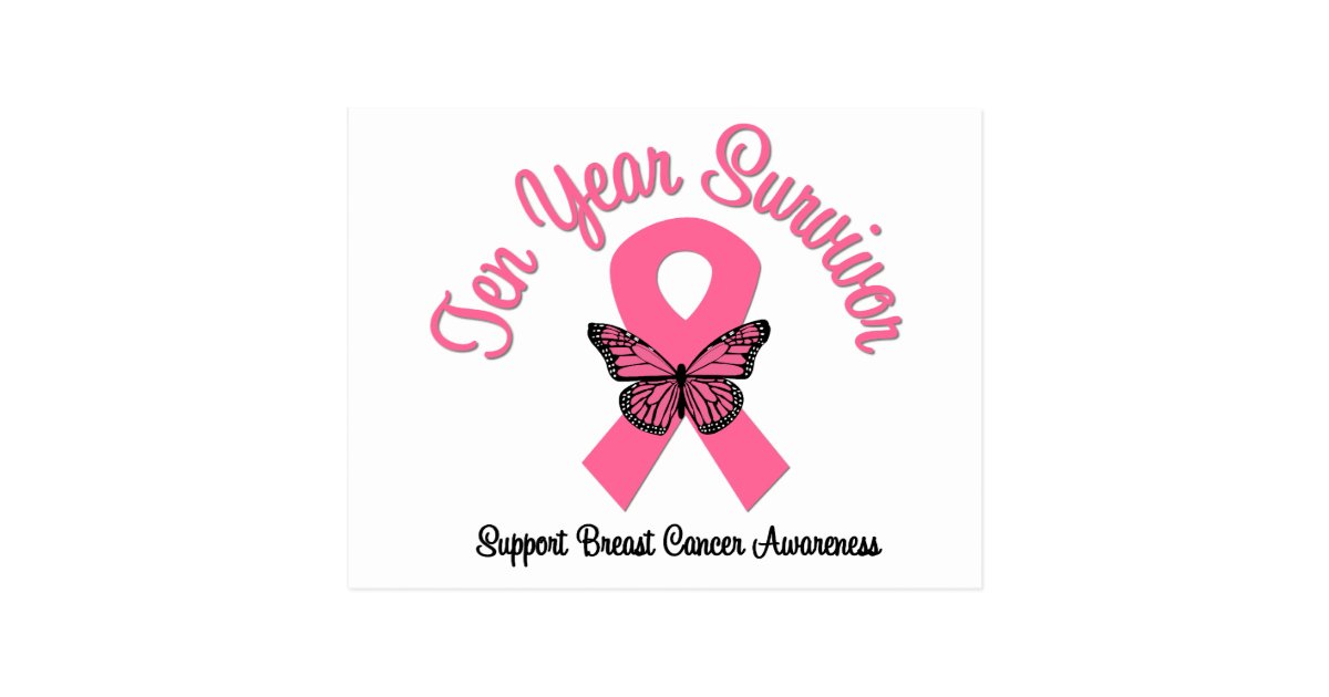 Breast Cancer 10 Year Survivor Postcard | Zazzle.com