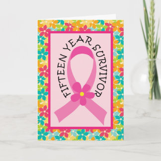 Breast Cancer 15 Year Survivor Pink Ribbon Card