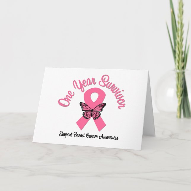 Breast Cancer 1 Year Survivor Card (Front)