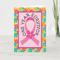 Breast Cancer 1 Year Survivor Pink Ribbon Card
