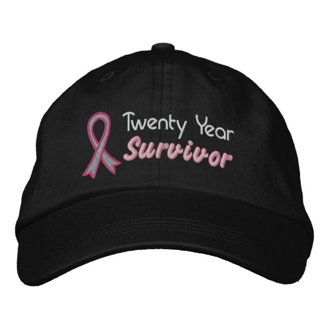 Breast Cancer 20 Year Survivor Embroidered Baseball Cap (Front)