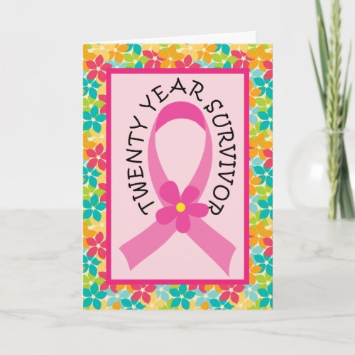 Breast Cancer 20 Year Survivor Pink Ribbon Card