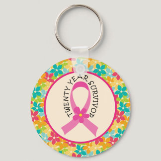 Breast Cancer 20 Year Survivor Ribbon Gift Keychain
