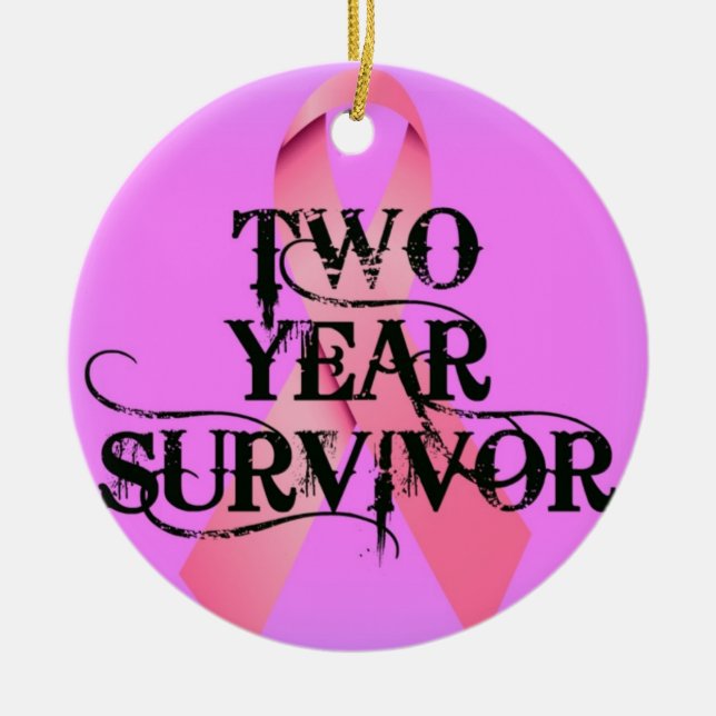 Breast Cancer 2 Year Survivor Ceramic Ornament (Front)