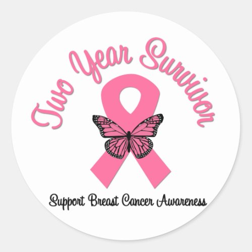 Breast Cancer 2 Year Survivor Classic Round Sticker