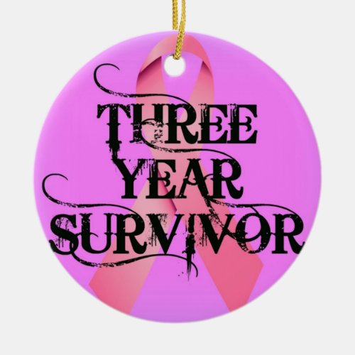 Breast Cancer 3 Year Survivor Ceramic Ornament