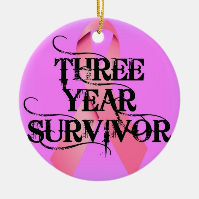 Breast Cancer 3 Year Survivor Ceramic Ornament (Front)