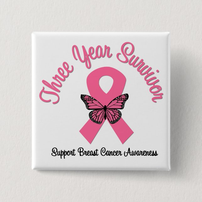 Breast Cancer 3 Year Survivor Pinback Button (Front)