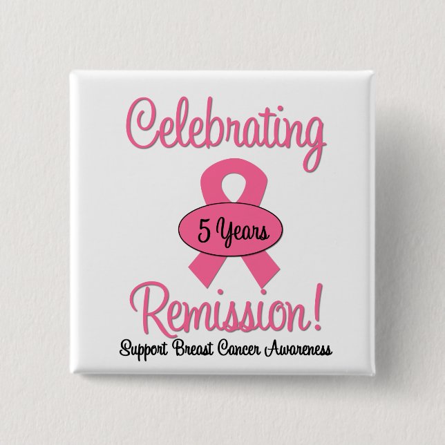Breast Cancer 5 Year Remission Button (Front)