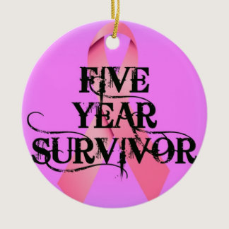 Breast Cancer 5 Year Survivor Ceramic Ornament