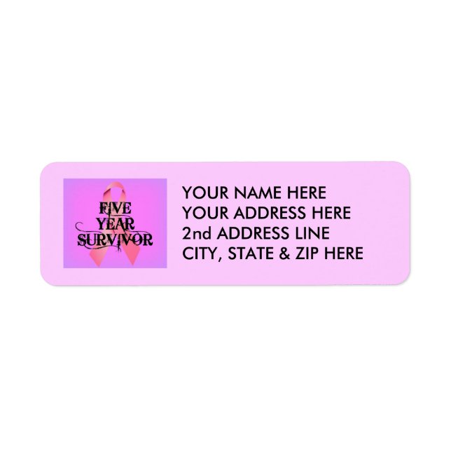 Breast Cancer 5 Year Survivor Label (Front)