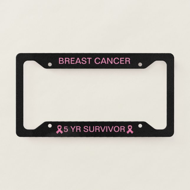 Breast Cancer 5 Year Survivor License Frame (Front)