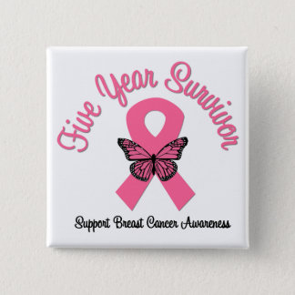 Breast Cancer 5 Year Survivor Pinback Button