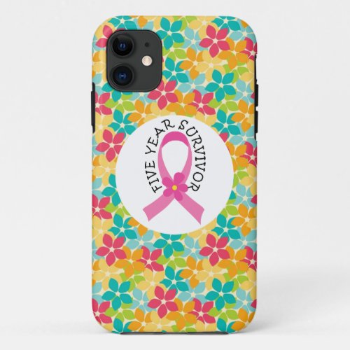 Breast Cancer 5 Year Survivor Pink Ribbon iPhone 11 Case