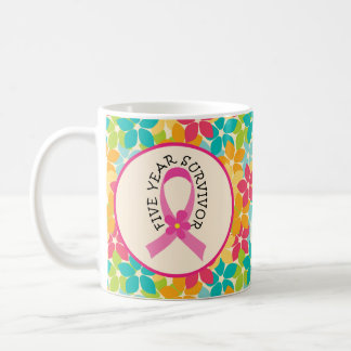 Breast Cancer 5 Year Survivor Pink Ribbon Gift Coffee Mug