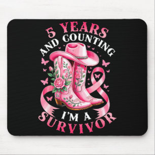 Breast Cancer 5 Years Survivor Nk Ribbon Cowgirl G Mouse Pad