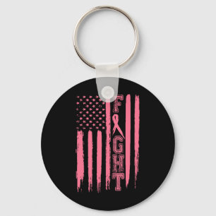 Breast Cancer American Flag Breast Cancer Survivor Keychain