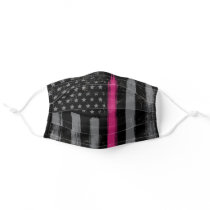 Breast Cancer American Flag Thin Pink Line Adult Cloth Face Mask