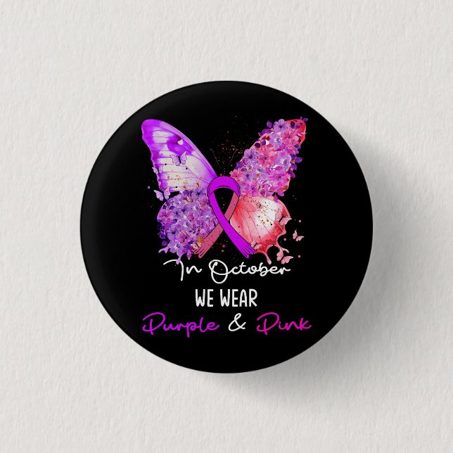 Breast Cancer And Domestic Violence Awareness Butt Button (Front)