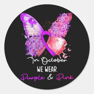 Breast Cancer And Domestic Violence Awareness Butt Classic Round Sticker