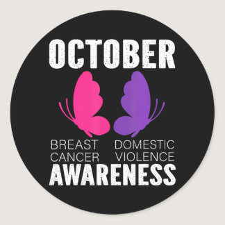 Breast Cancer And Domestic Violence Awareness Classic Round Sticker