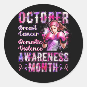 Breast Cancer And Domestic Violence Awareness Mont Classic Round Sticker