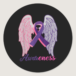 Breast Cancer and Domestic Violence Awareness Surv Classic Round Sticker