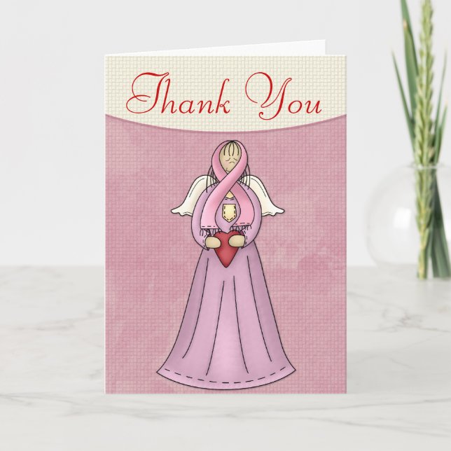 Breast Cancer Angel 1 Thank You Greeting Card (Front)