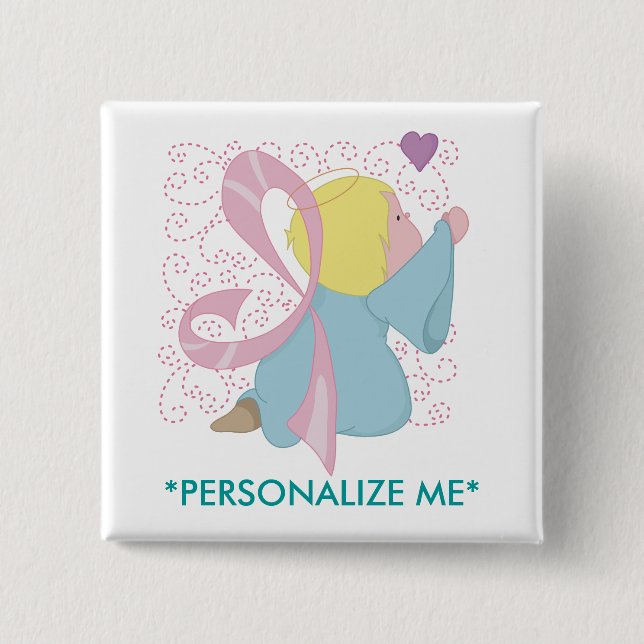 Breast Cancer Angel Button - Customized (Front)