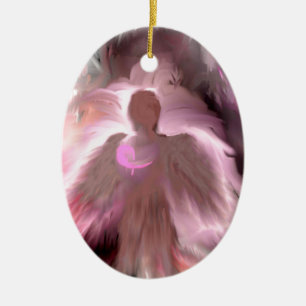 Breast Cancer Angel Ceramic Ornament