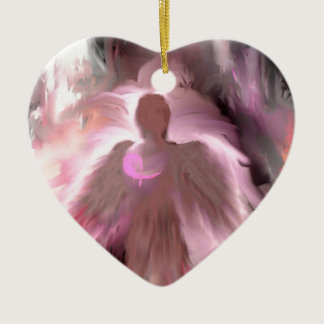 Breast Cancer Angel Ceramic Ornament