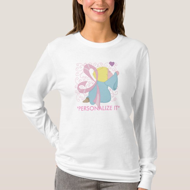 Breast Cancer Angel Customizable T-Shirt (Front)