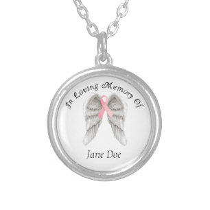 Breast Cancer Angel Wings Memory Necklace