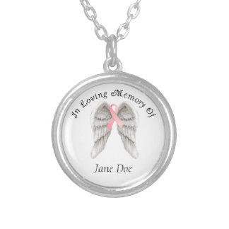 Breast Cancer Angel Wings Memory Necklace