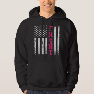 Breast Cancer Awareness American Flag Distressed Hoodie