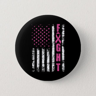 Breast Cancer Awareness American Flag Fight Pink R Button