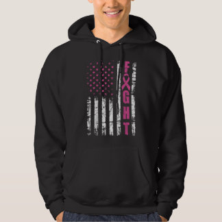 Breast Cancer Awareness American Flag Fight Pink R Hoodie