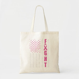 Breast Cancer Awareness American Flag Fight Pink R Tote Bag