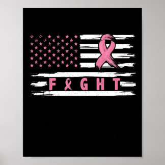 Breast Cancer Awareness American Flag Poster