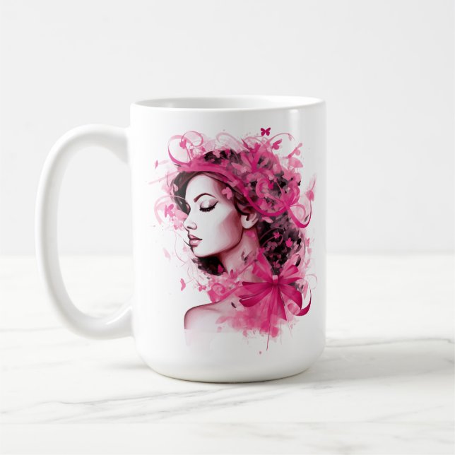 BREAST CANCER AWARENESS AND SUPPORT COFFEE MUG (Left)