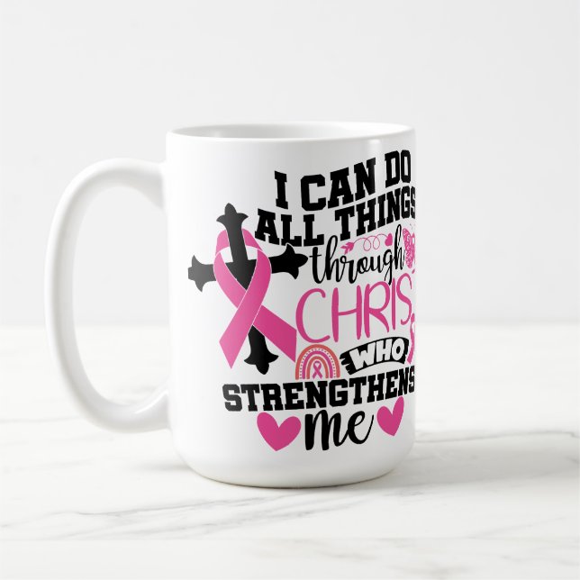 BREAST CANCER AWARENESS AND SUPPORT COFFEE MUG (Left)