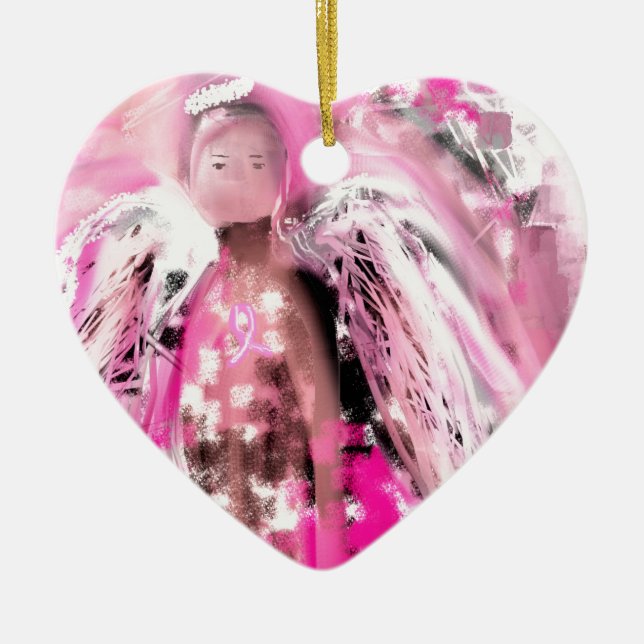 Breast Cancer Awareness Angel #2 Ceramic Ornament (Front)