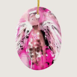 Breast Cancer Awareness Angel #2 Ceramic Ornament
